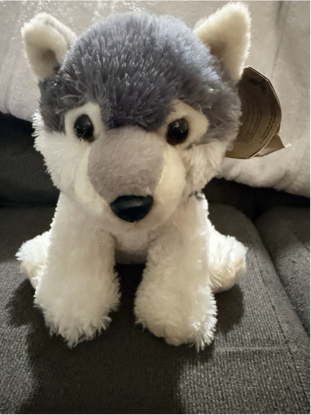 Aurora Signature Collection Wolf Plush 12” Gray White NWT Eco Friendly 80964